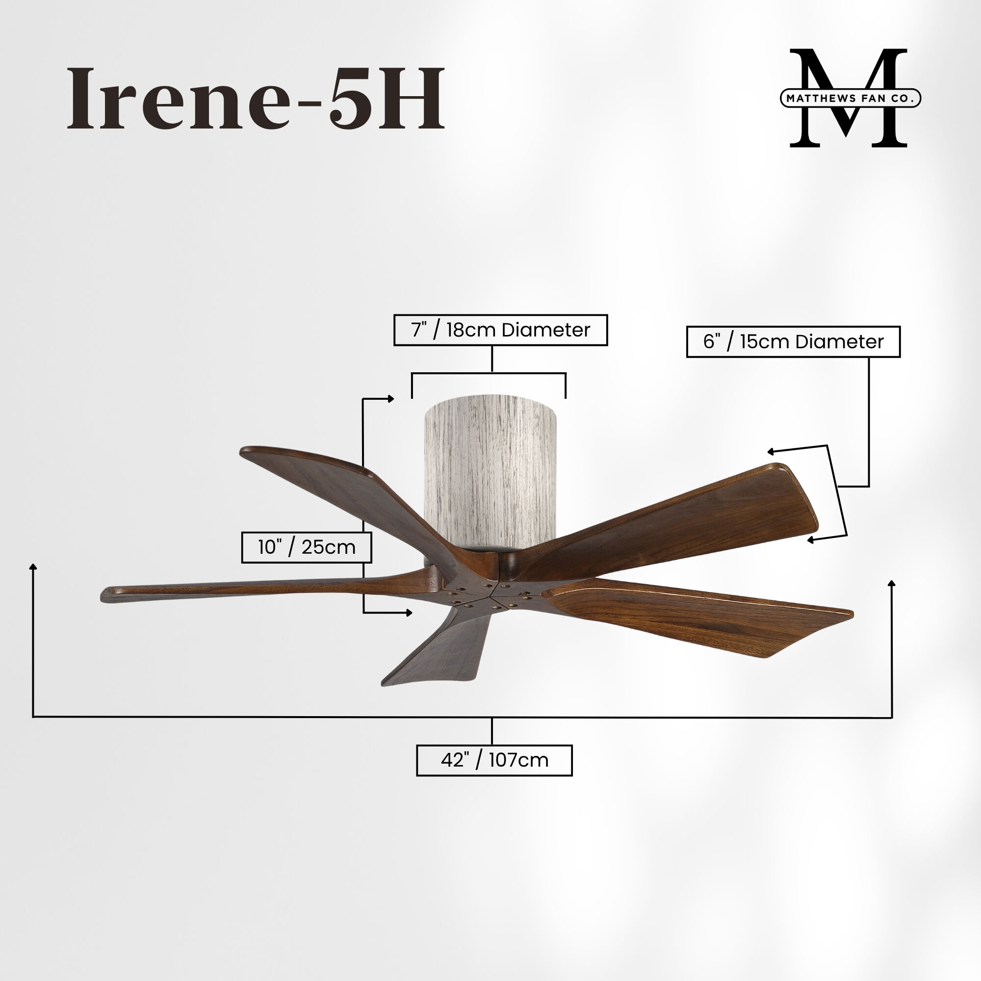 Atlas Irene-5H 42 inch Barn Wood Tone with Walnut Tone Blades Flush Mount Paddle Fan, Flush Mounted