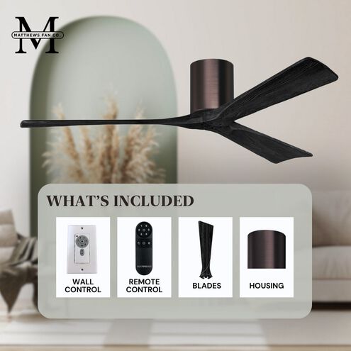 Atlas Irene-3H 72 inch Brushed Bronze with Matte Black Blades Ceiling Fan