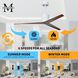 Atlas Eliza 56 inch Gloss White with Walnut Tone Blades Ceiling Fan, Paddle Fan