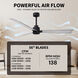 Atlas Alessandra 56 inch Matte Black with Barn Wood Tone Blades Ceiling Fan