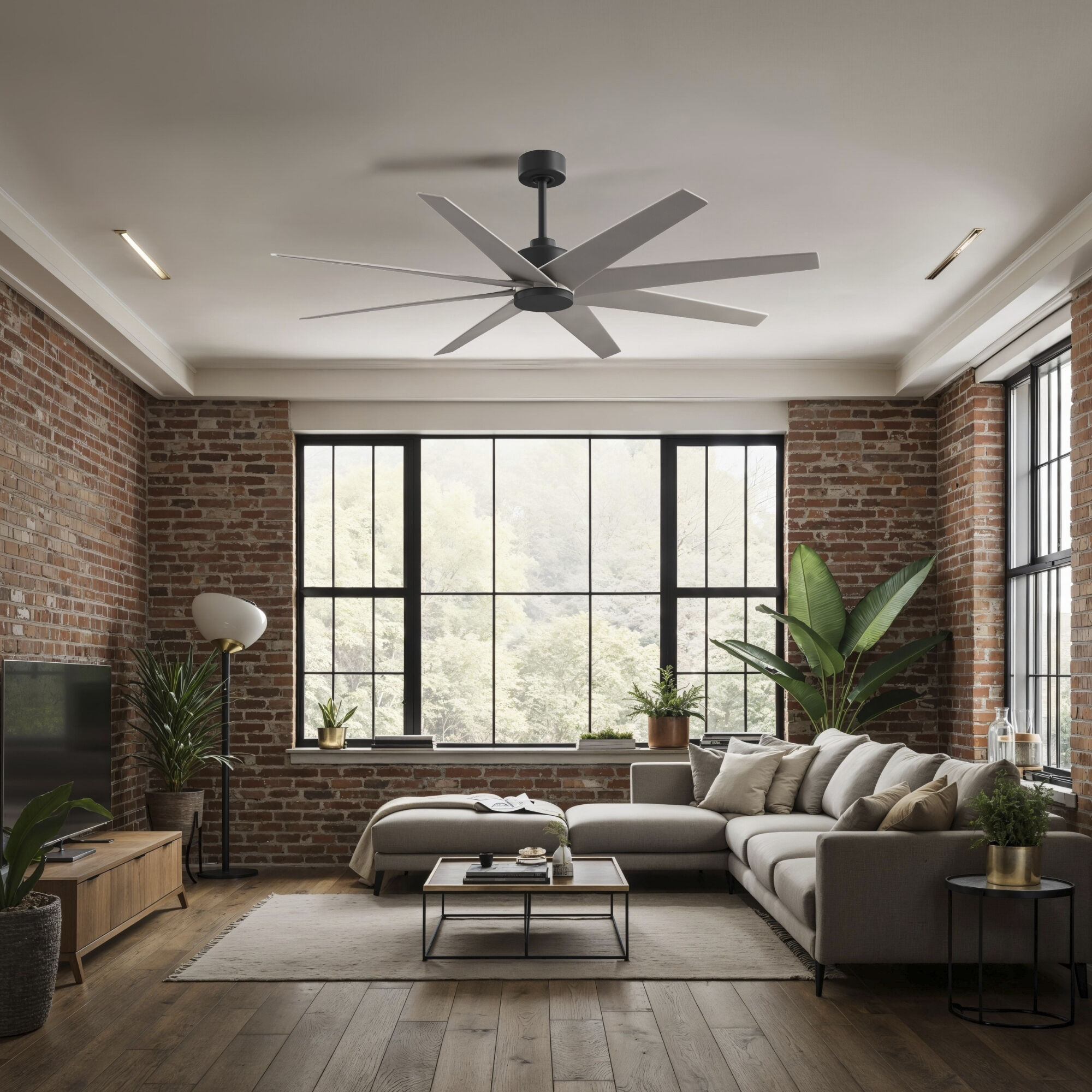 Atlas Ariella 64 inch Matte Black with Brushed Nickel Blades Ceiling Fan