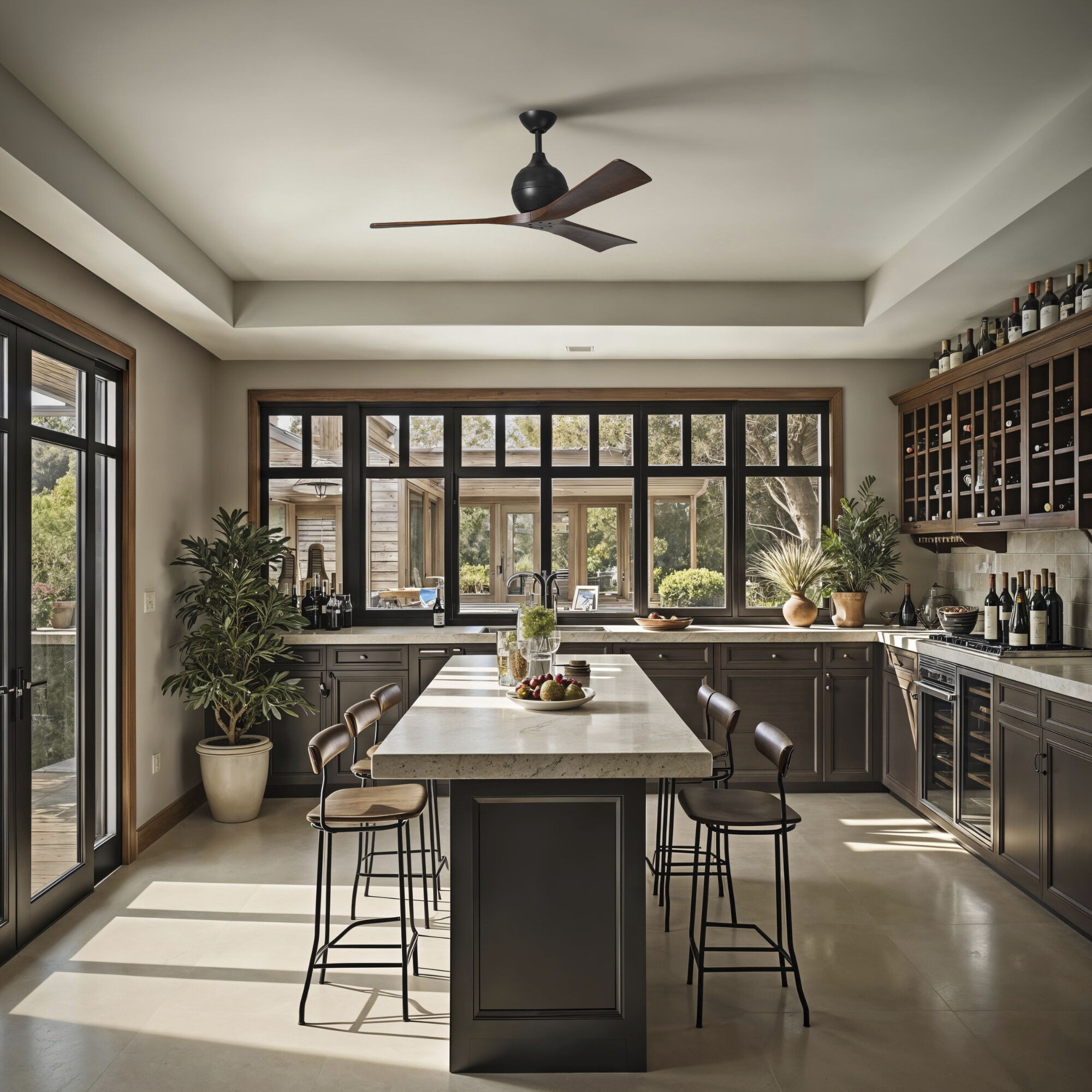 Atlas Irene-3 52 inch Matte Black with Walnut Tone Blades Paddle Fan, Paddle Fan