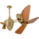 Matthews-Gerbar Ar Ruthiane 16 inch Polished Brass with Solid Mahogany Wood Blades Rotational Ceiling Fan, Matthews-Gerbar