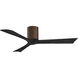 Atlas Irene-3H 52 inch Walnut with Matte Black Blades Ceiling Mount Paddle Fan, Flush Mounted