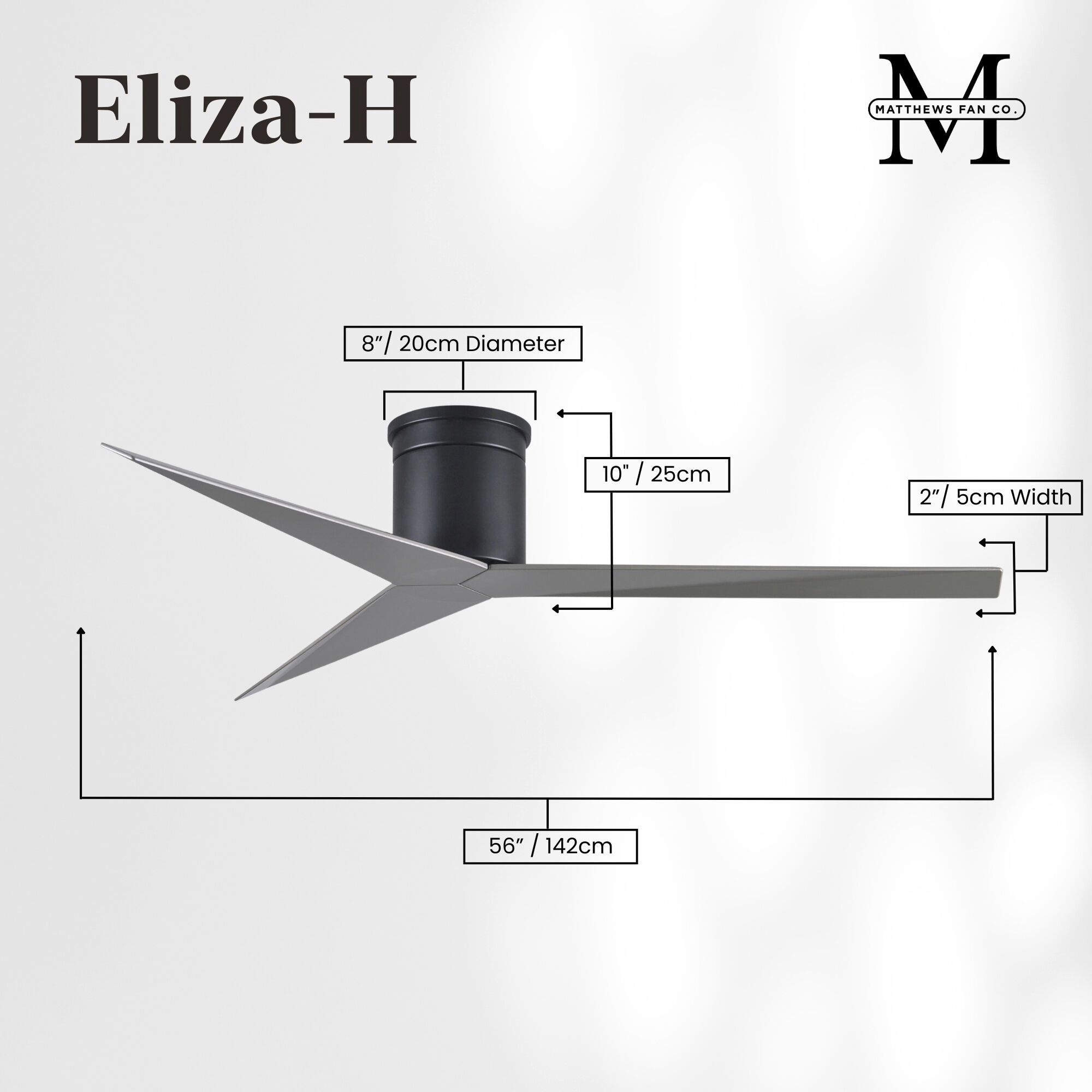 Atlas Eliza-H 56 inch Matte Black with Brushed Nickel Blades Flush Mount Ceiling Fan, Atlas