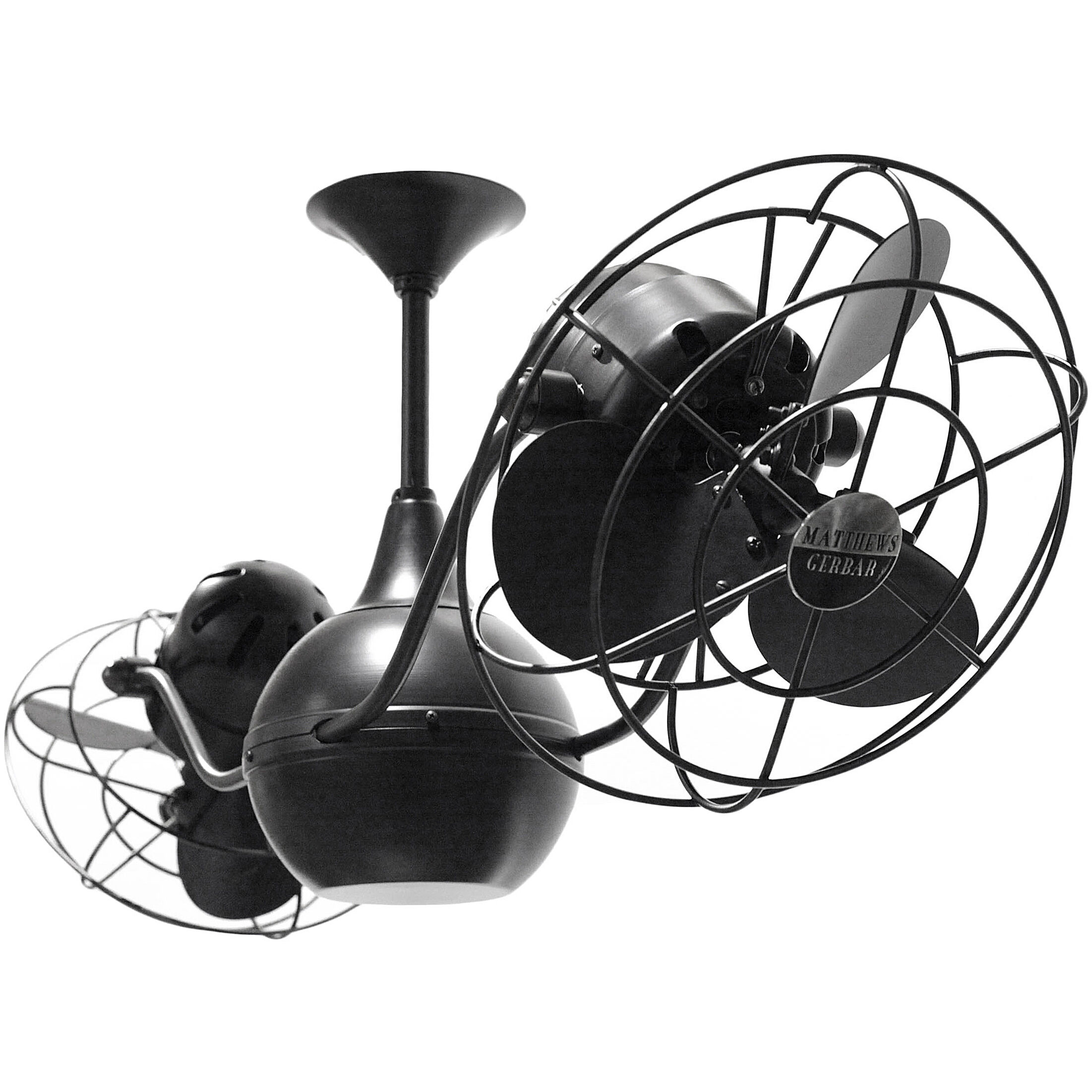 Matthews-Gerbar Vent-Bettina 13 inch Matte Black Rotational Ceiling Fan, Matthews-Gerbar