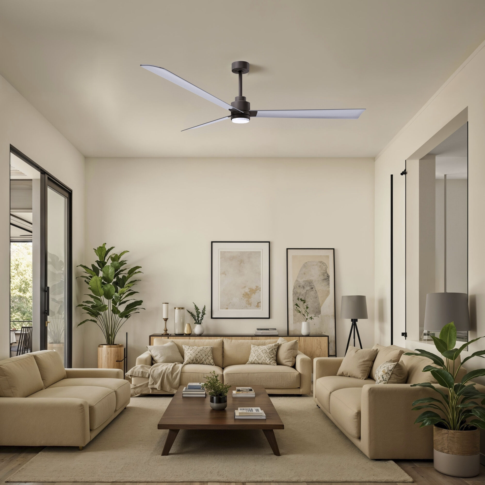 Atlas Alessandra - LK 72 inch Textured Bronze with Brushed Nickel Blades Ceiling Fan