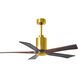Atlas Patricia-5 52 inch Brushed Brass with Walnut Tone Blades Ceiling Fan
