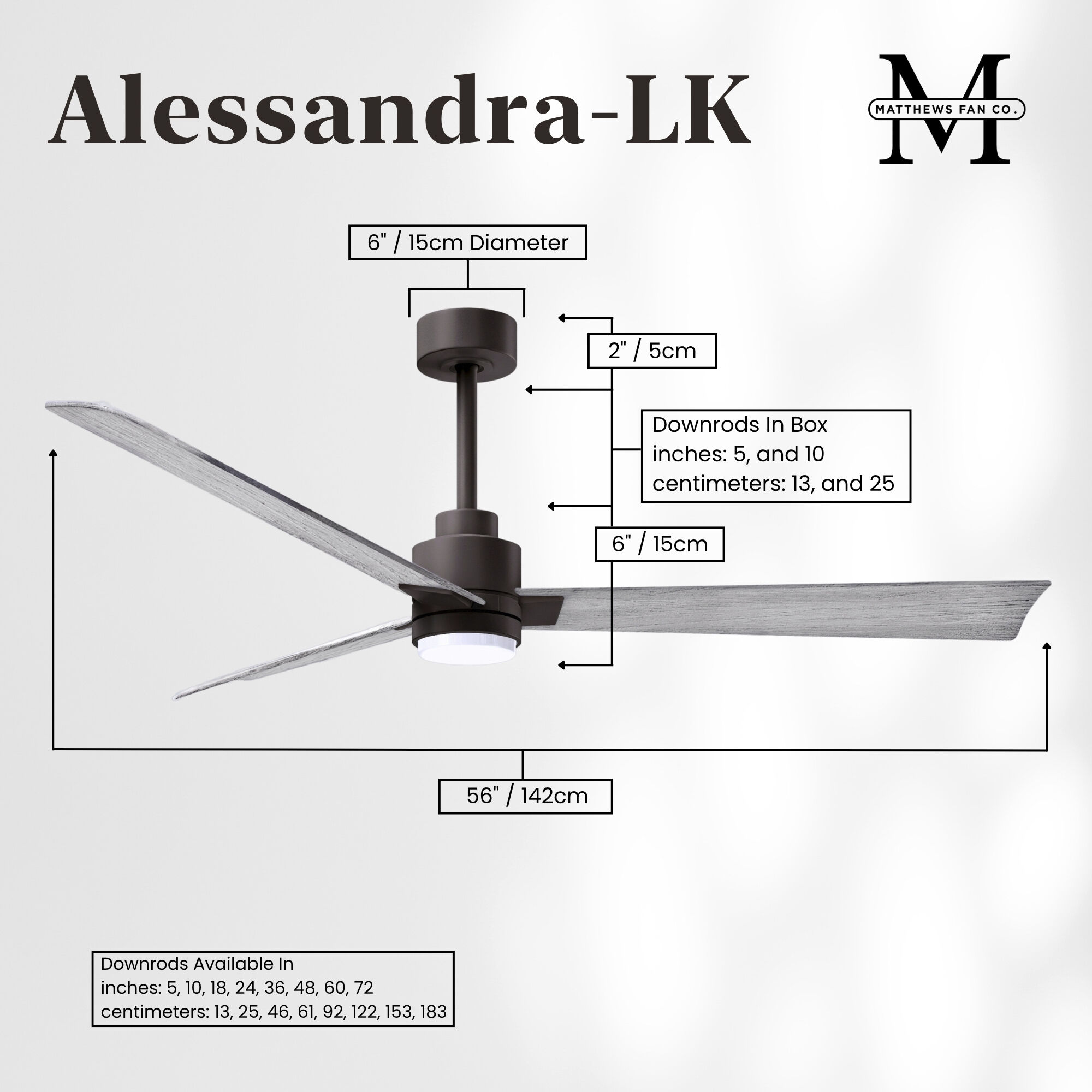Atlas Alessandra - LK 56 inch Textured Bronze with Barn Wood Tone Blades Ceiling Fan