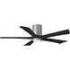 Atlas Irene-5HLK 52 inch Brushed Nickel with Matte Black Blades Ceiling Fan, Flush Mounted