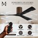Atlas Irene-3H 52 inch Walnut with Matte Black Blades Ceiling Mount Paddle Fan, Flush Mounted