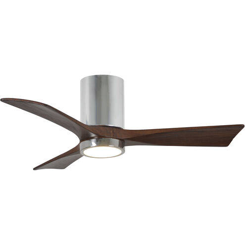 Atlas Irene-3HLK 42 inch Polished Chrome with Walnut Tone Blades Ceiling Mount Paddle Fan, Flush Mounted