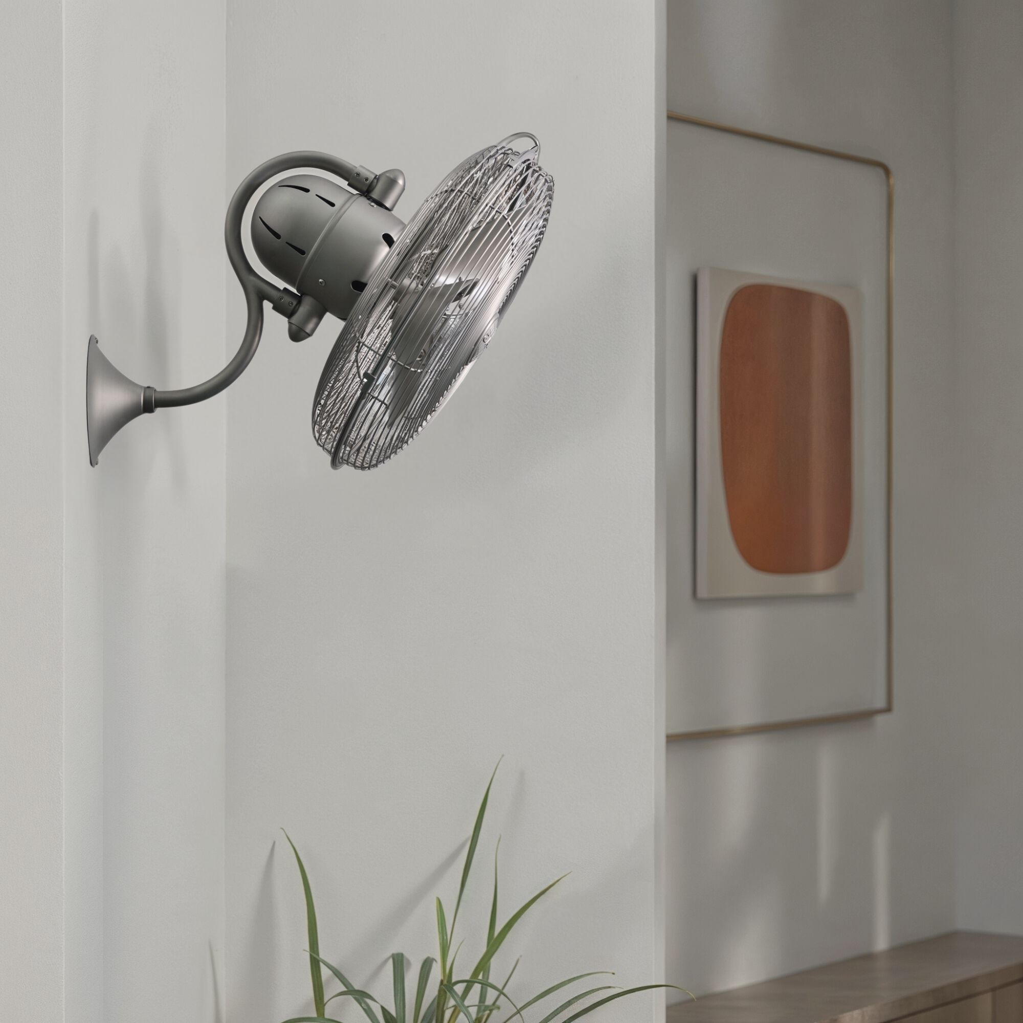 Atlas Laura 19.5 inch Brushed Nickel Oscillating Wall Fan, Atlas