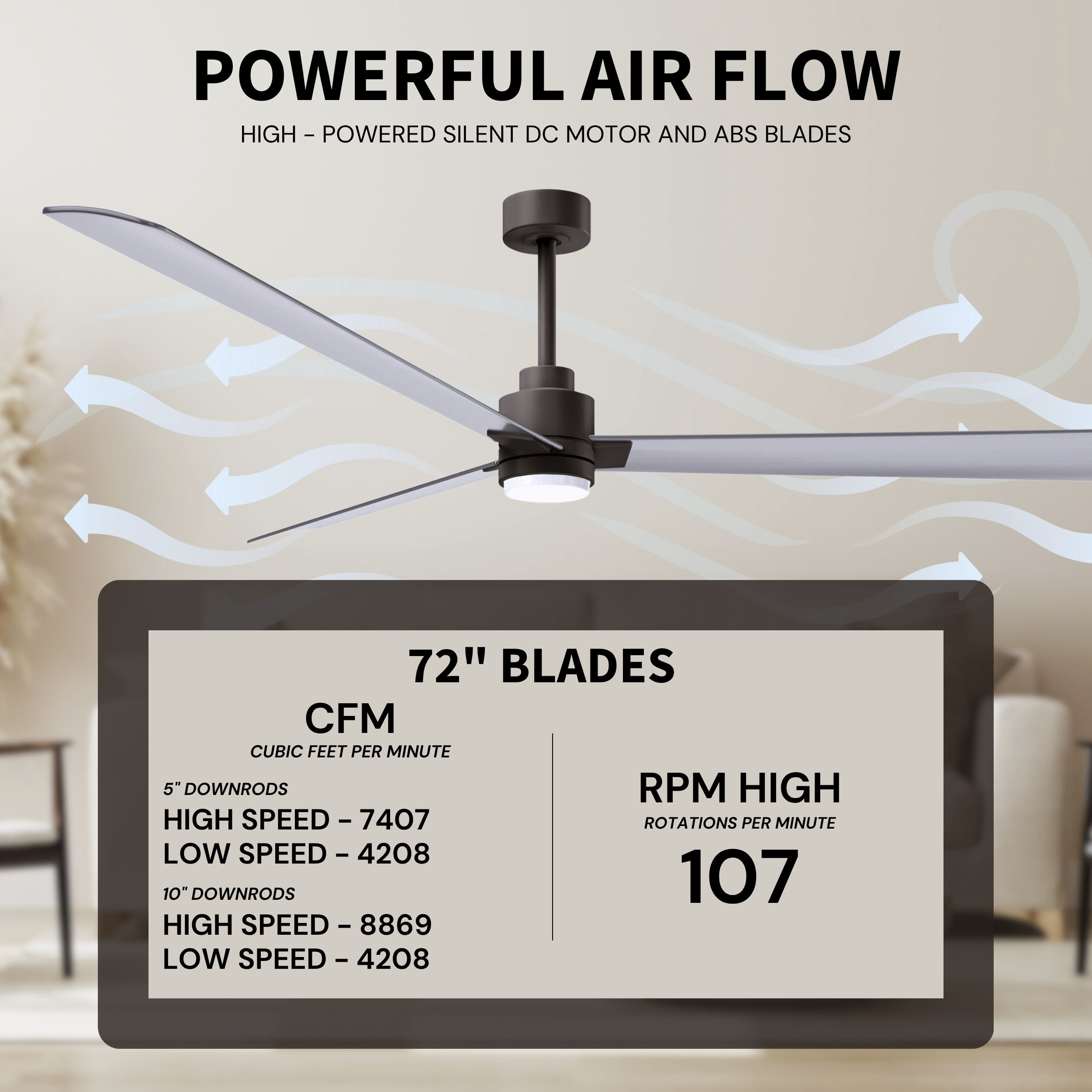 Atlas Alessandra - LK 72 inch Textured Bronze with Brushed Nickel Blades Ceiling Fan