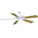 Atlas America 52 inch Gloss White with Reversible White/Light Oak Wood Tone Blades Ceiling Fan, Atlas