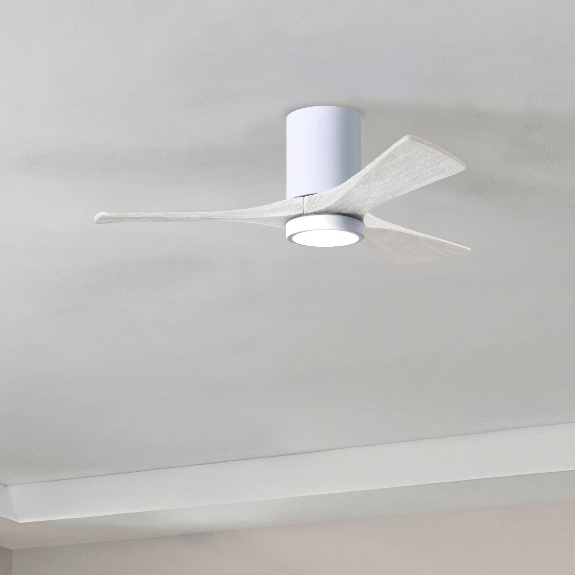 Atlas Irene-3HLK 42 inch Gloss White with Matte White Blades Flush Mount Paddle Fan, Flush Mounted