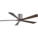 Atlas Irene-5H 60 inch Brushed Pewter with Walnut Blades Ceiling Fan, Flush Mounted