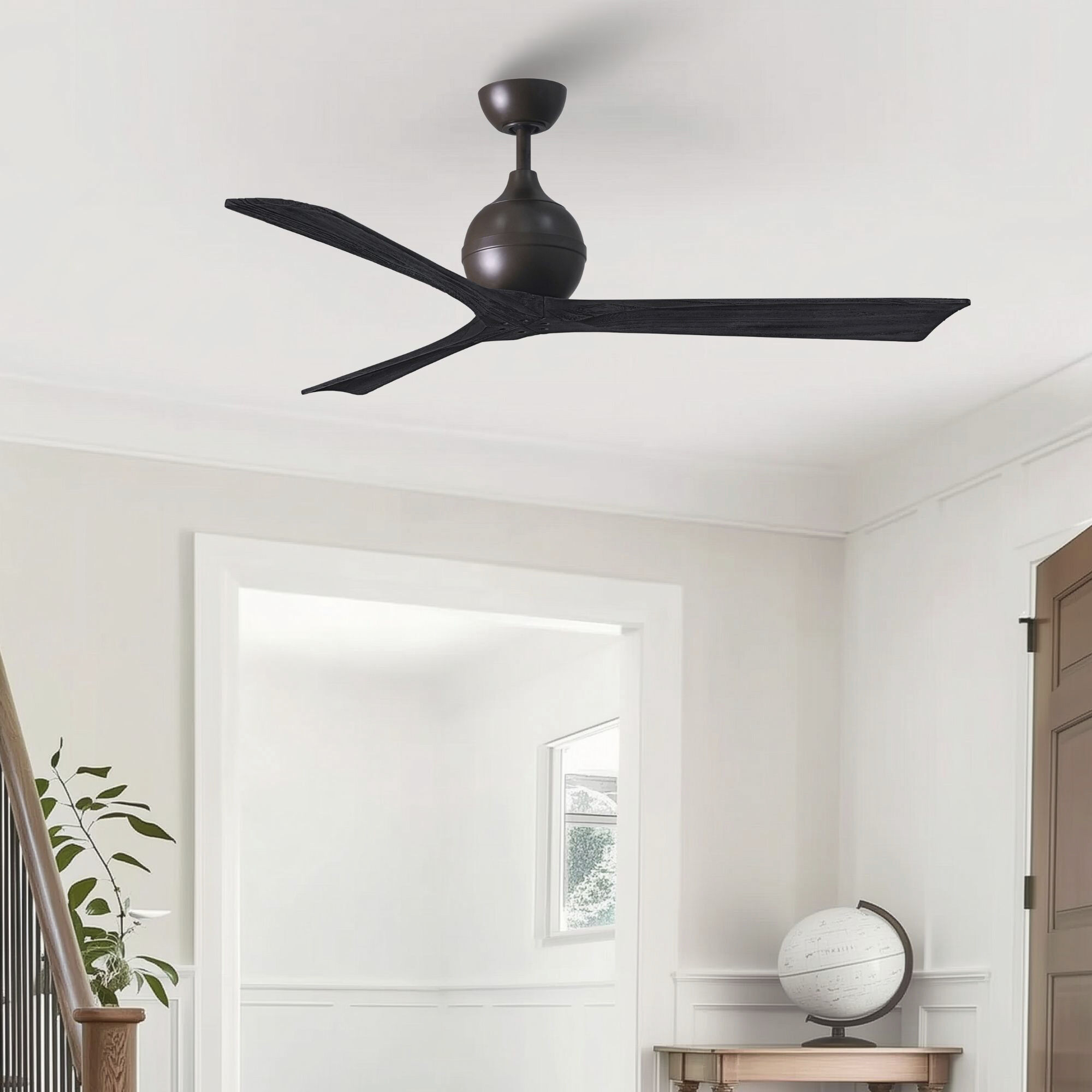 Atlas Irene-3 60 inch Textured Bronze with Matte Black Blades Paddle Fan, Atlas