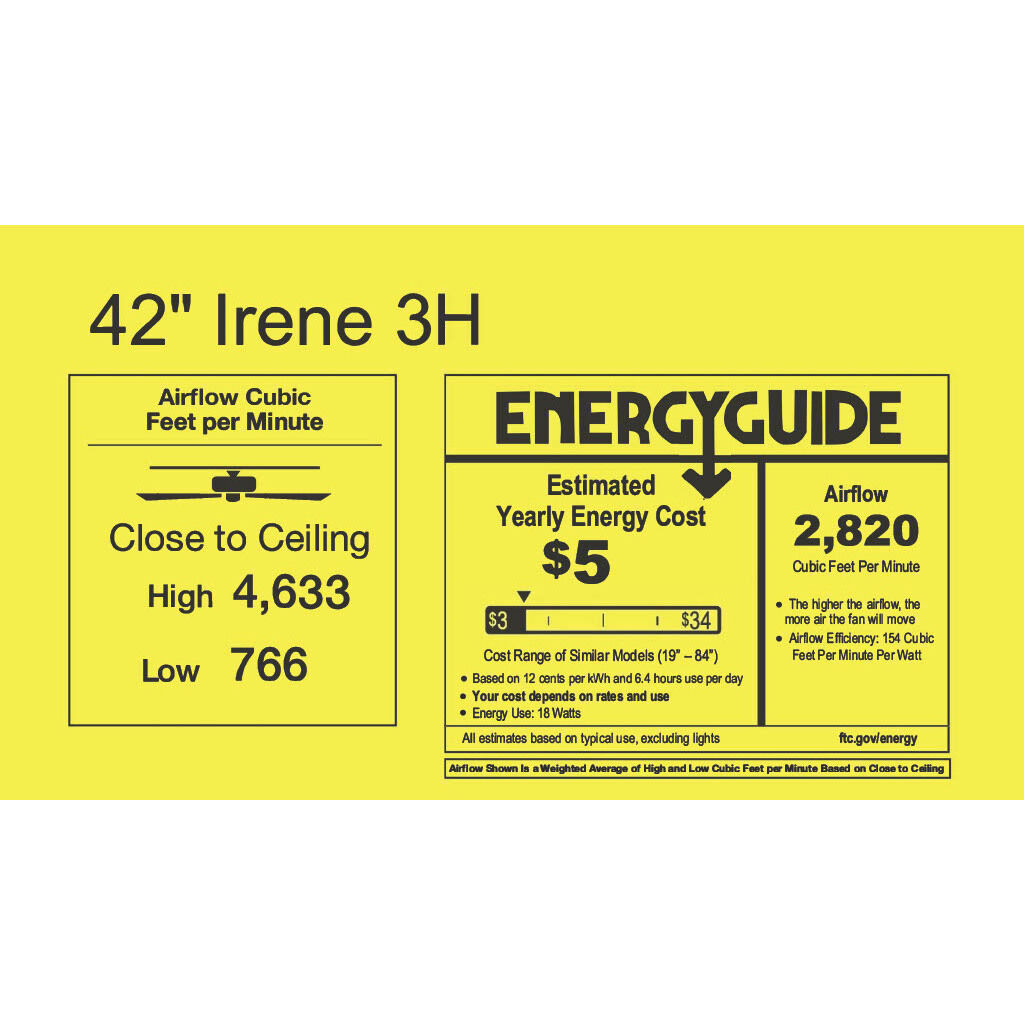 Atlas Irene-3H 42 inch Polished Chrome with Matte White Blades Flush Mount Paddle Fan, Flush Mounted