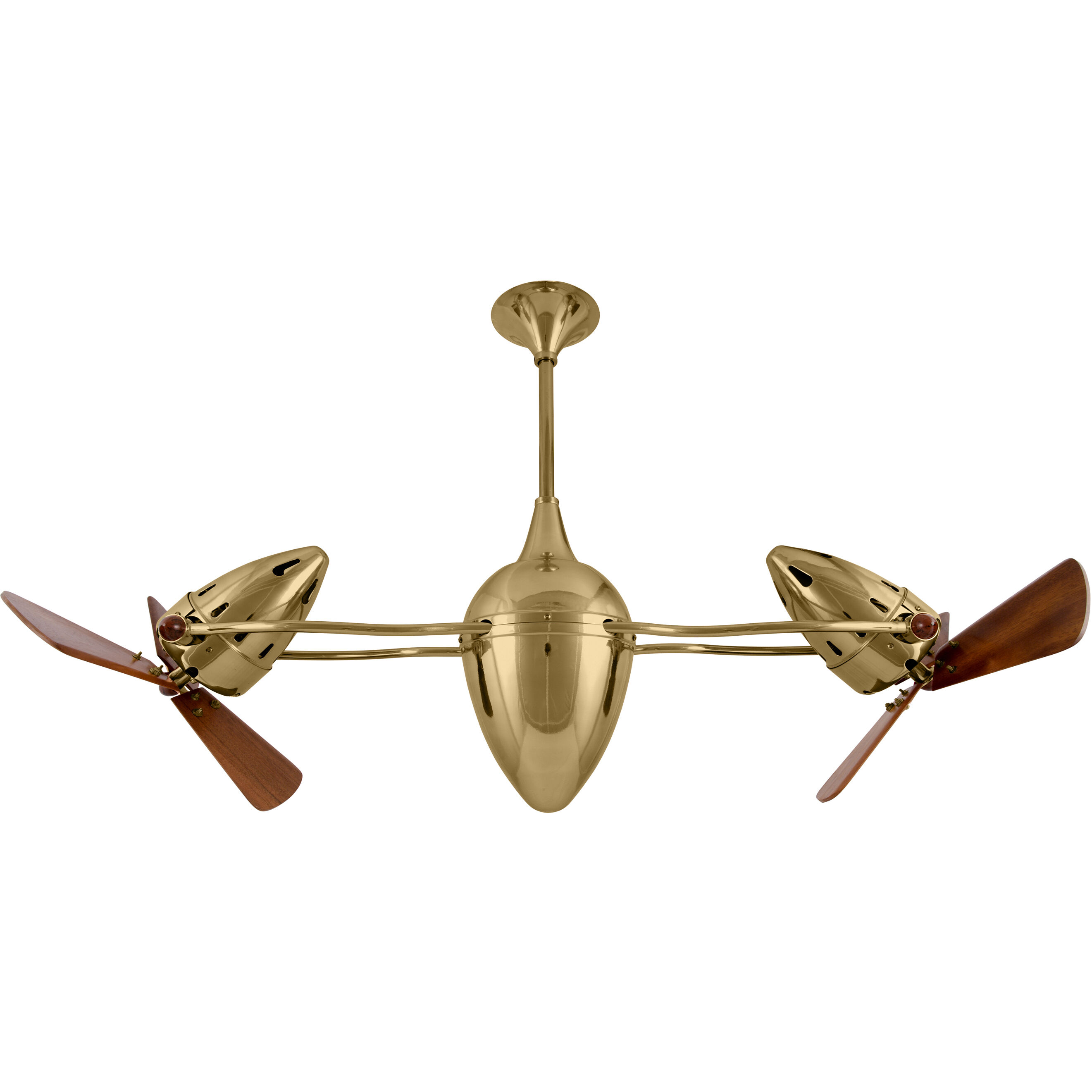 Matthews-Gerbar Ar Ruthiane 16 inch Polished Brass with Solid Mahogany Wood Blades Rotational Ceiling Fan, Matthews-Gerbar