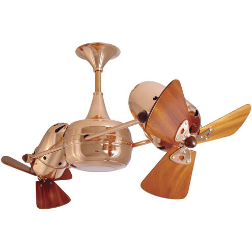 Matthews-Gerbar Duplo-Dinamico 36 inch Polished Copper with Mahogany Blades Ceiling Fan, Matthews-Gerbar