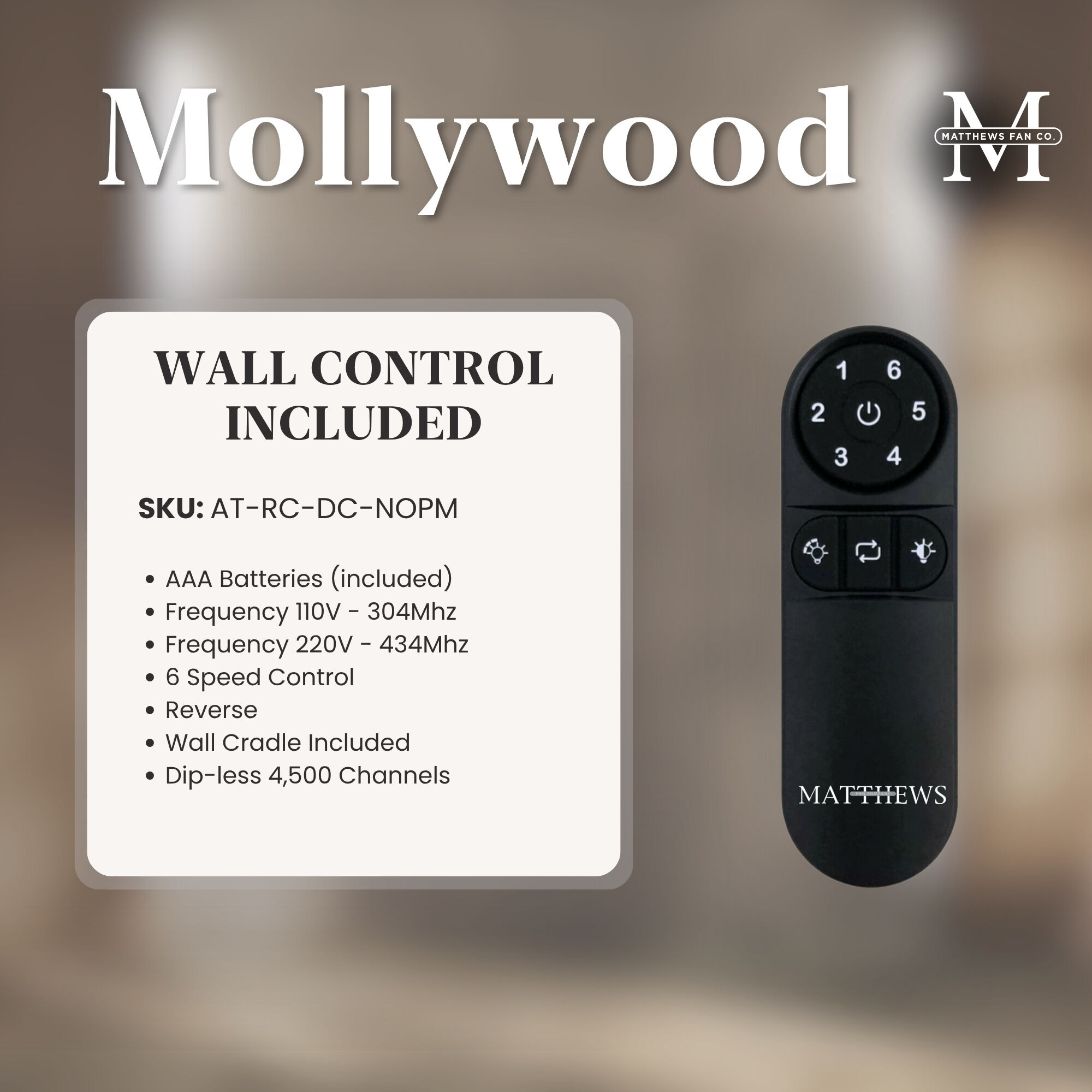 Atlas Mollywood 60 inch Matte Black with Walnut Tone Blades Ceiling Fan, Atlas