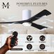 Atlas Irene-3HLK 60 inch Gloss White with Matte Black Blades Ceiling Fan, Flush Mounted