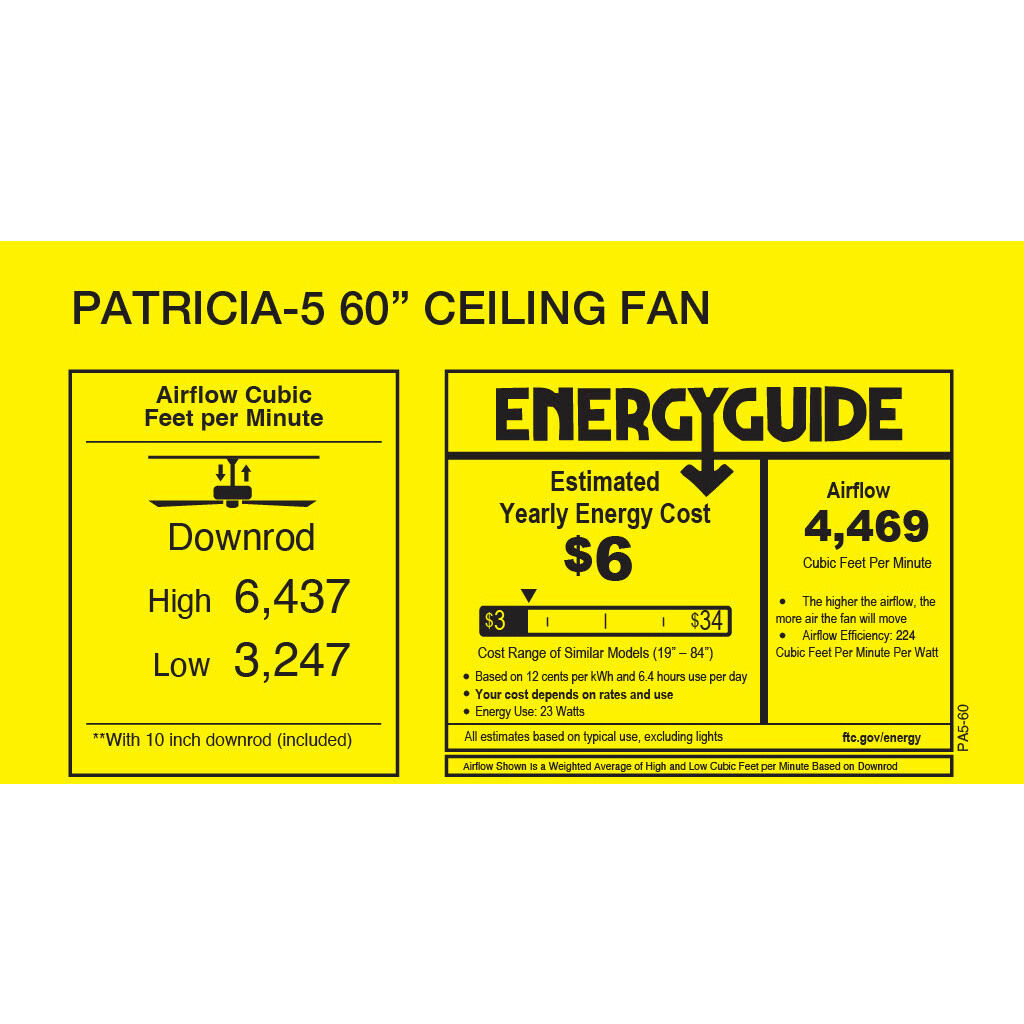Atlas Patricia-5 60 inch Brushed Nickel with Barn Wood Tone Blades Ceiling Fan, Atlas