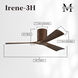 Atlas Irene-3H 52 inch Walnut Ceiling Mount Paddle Fan, Flush Mounted