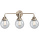 Nouveau 2 Beacon 3 Light 24 inch Black Polished Nickel Bath Vanity Light Wall Light in Seedy Glass