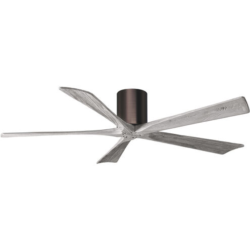 Atlas Irene-5H 60 inch Brushed Bronze with Barnwood Tone Blades Ceiling Fan in Barn Wood, Flush Mounted