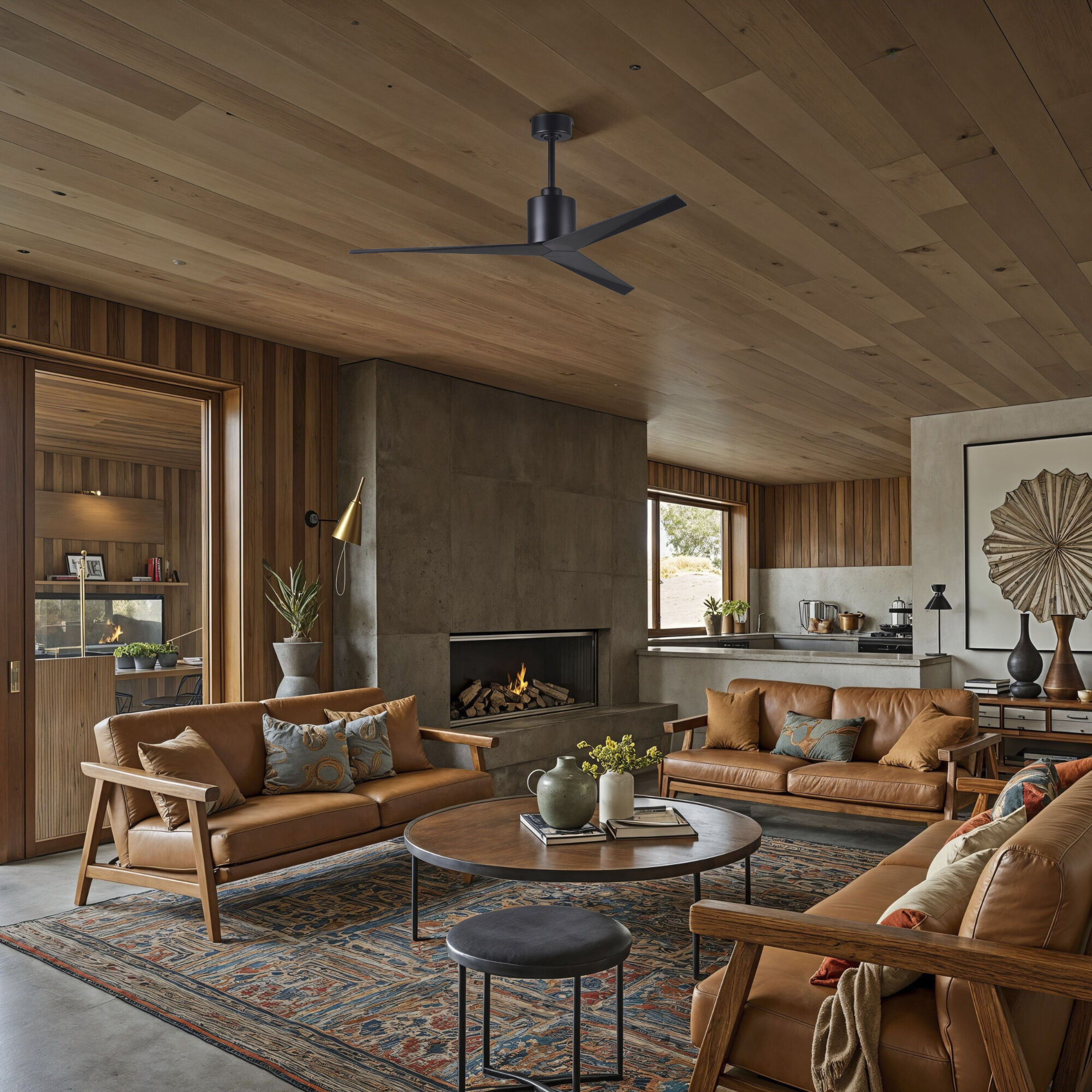 Atlas Eliza 56 inch Matte Black Ceiling Fan, Paddle Fan