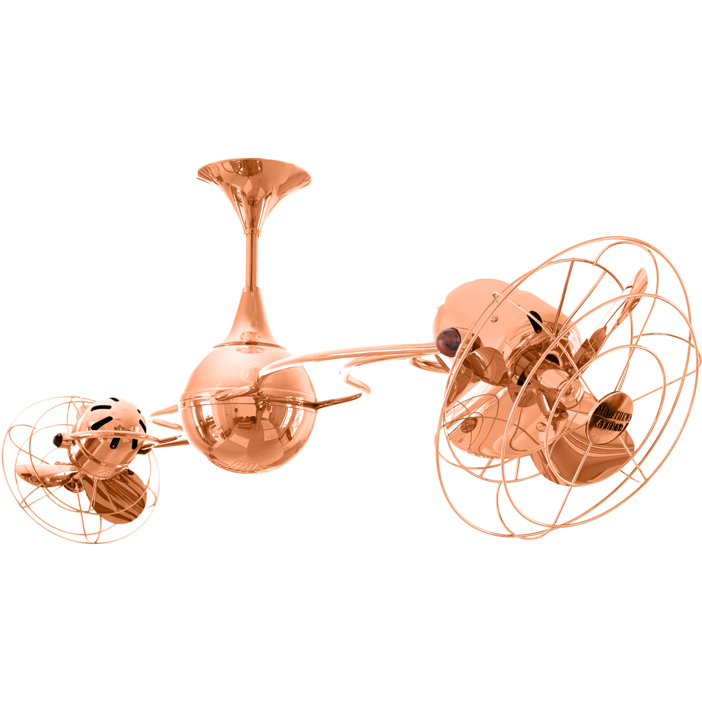 Matthews-Gerbar Italo Ventania 13 inch Polished Copper Rotational Ceiling Fan, Matthews-Gerbar