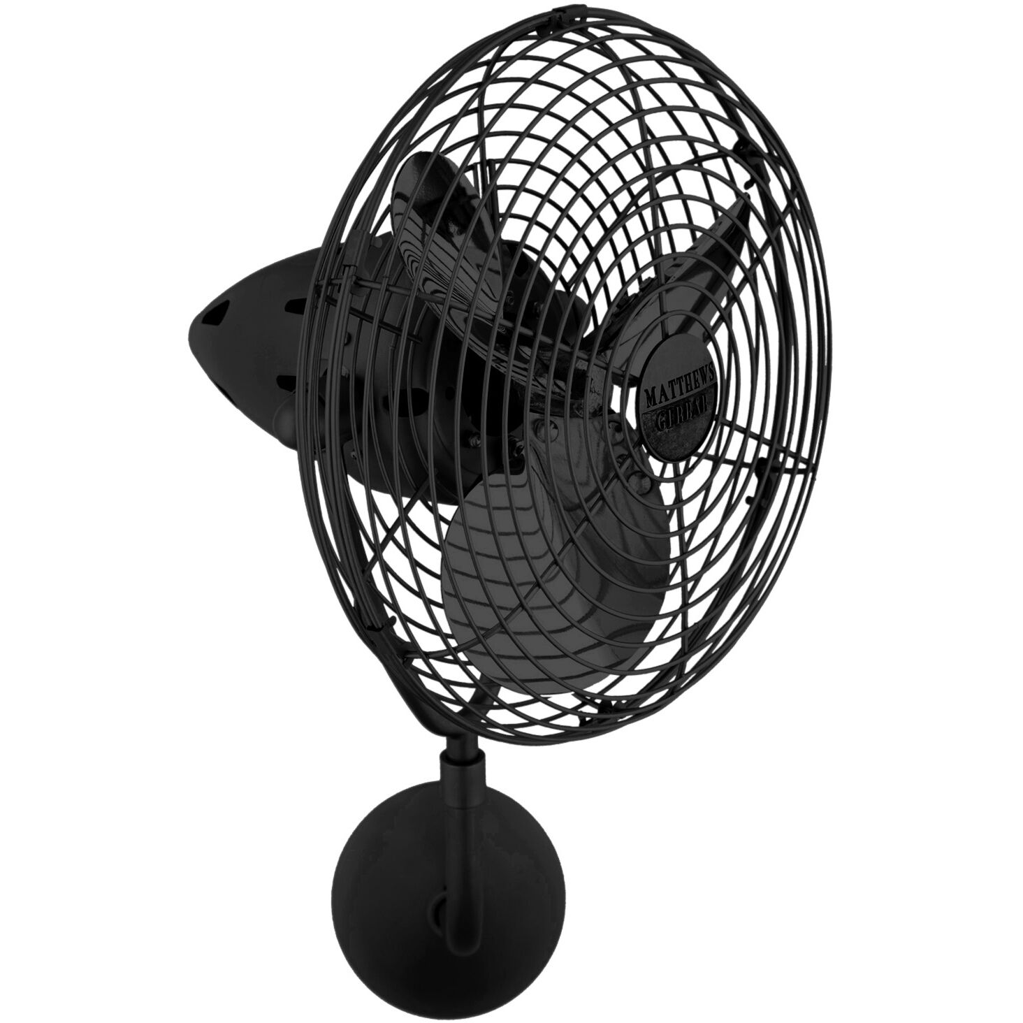 Matthews-Gerbar Bruna Parede 21 inch Matte Black Directional Wall Fan, Matthews-Gerbar