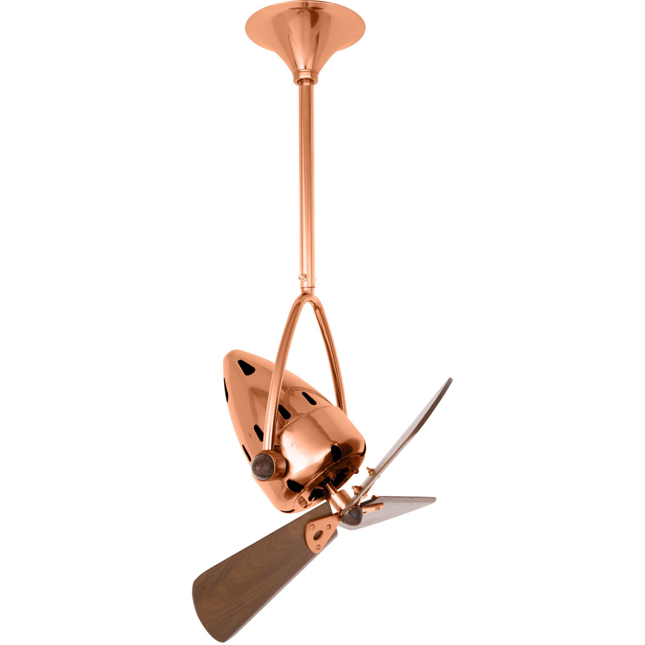 Matthews-Gerbar Jarold Direcional 16 inch Brushed Copper with Solid Mahogany Wood Blades Directional Ceiling Fan, Matthews-Gerbar
