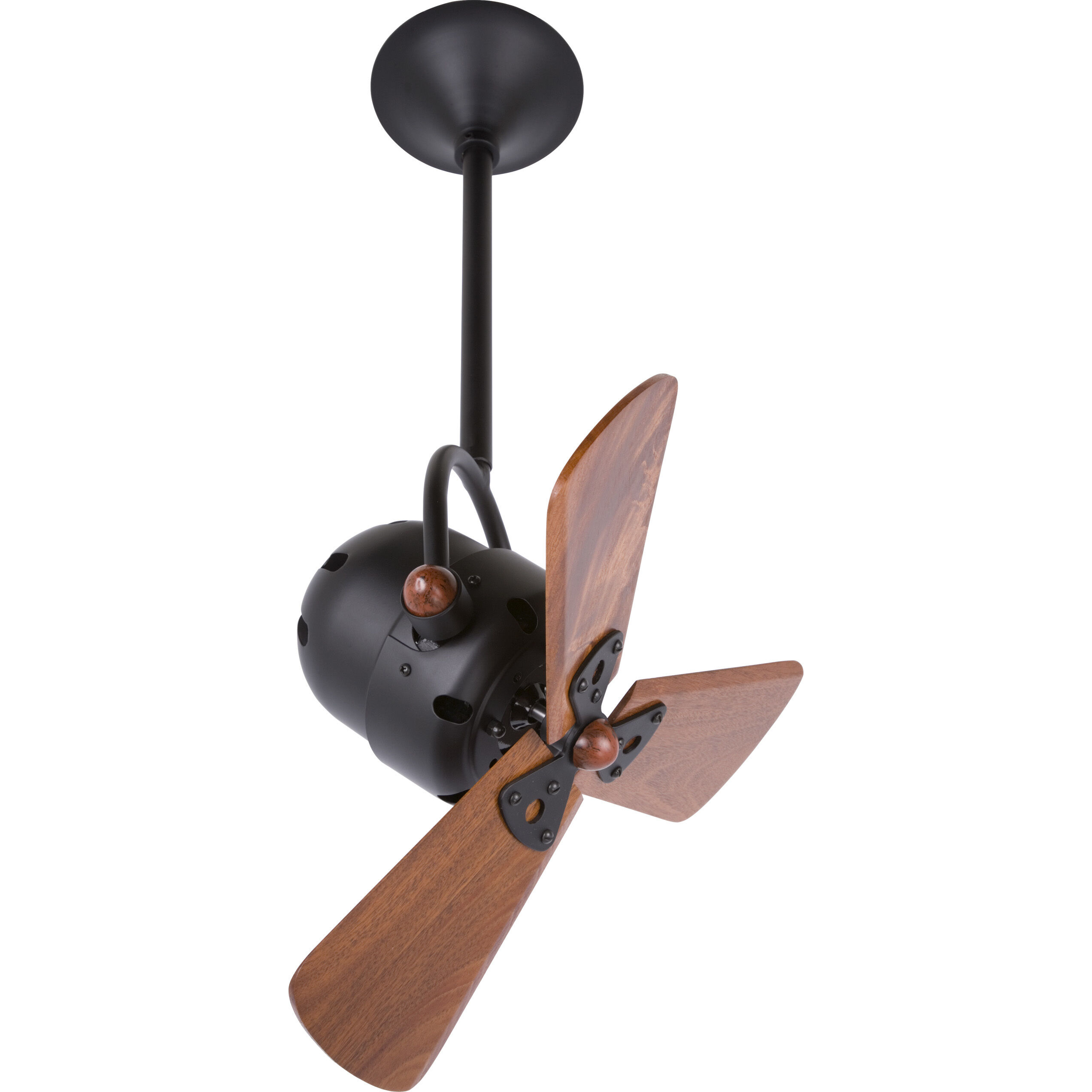 Matthews-Gerbar Bianca Direcional 16 inch Matte Black with Solid Mahogany Wood Blades Directional Ceiling Fan, Matthews-Gerbar