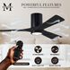 Atlas Irene-3HLK 52 inch Matte Black Ceiling Fan, Flush Mounted
