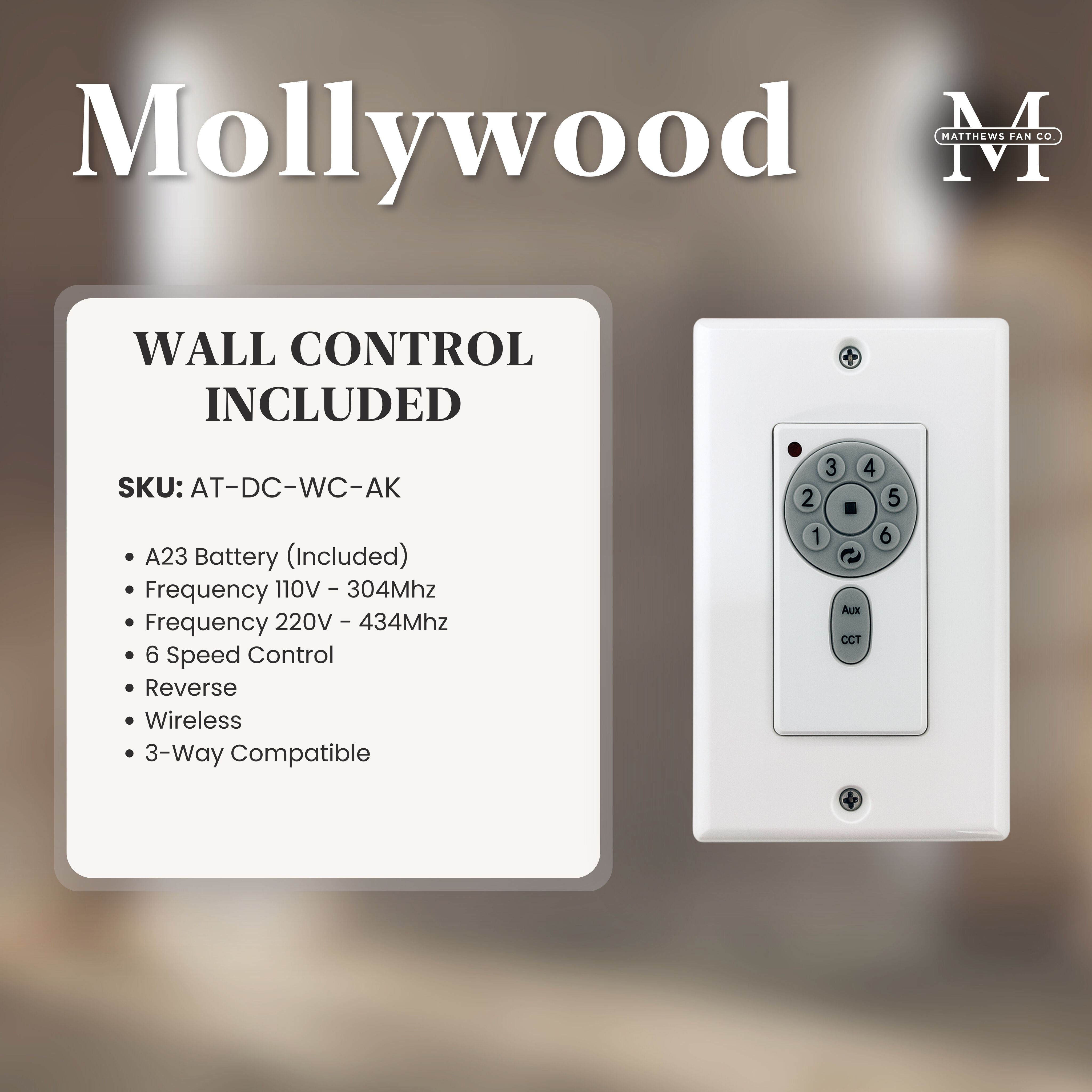 Atlas Mollywood 60 inch Brushed Brass with Matte White Blades Ceiling Fan