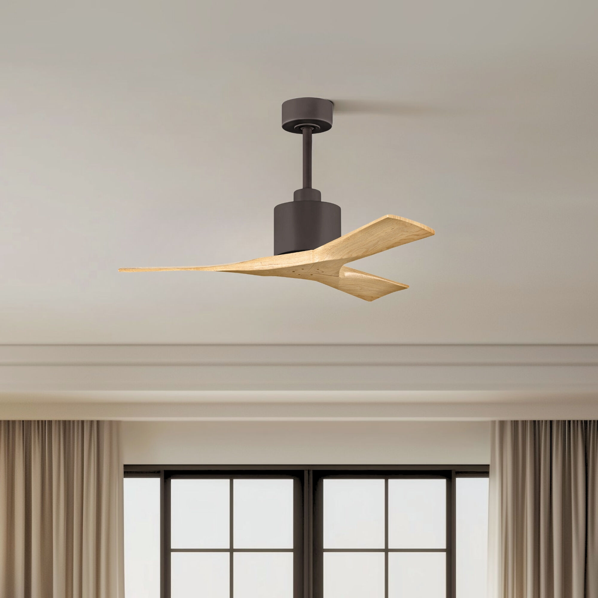 Atlas Nan 42 inch Textured Bronze with Light Maple Tone Blades Ceiling Fan