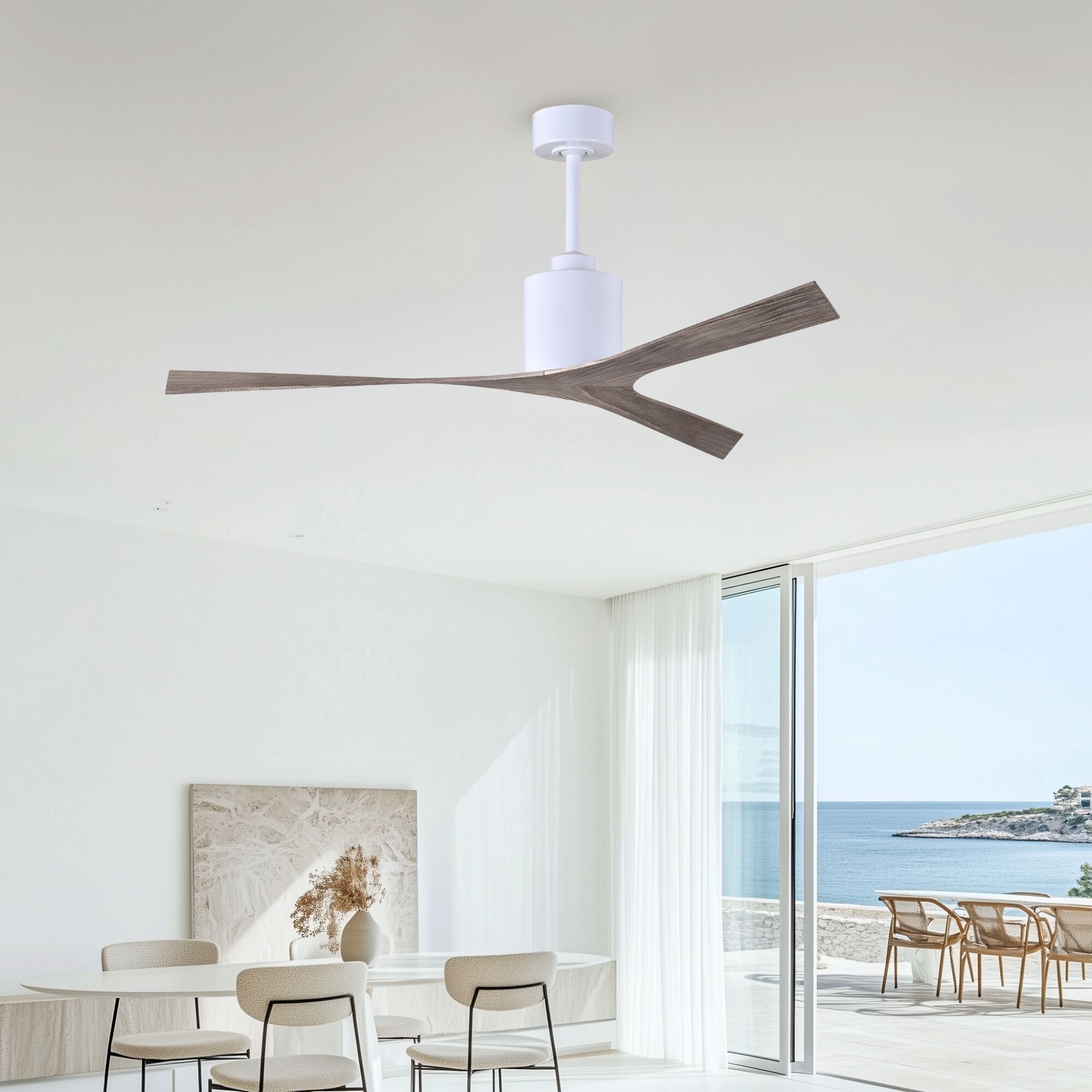 Atlas Molly 56 inch Gloss White with Old Oak Tone Blades Ceiling Fan