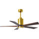 Atlas Patricia-5 52 inch Brushed Brass with Walnut Tone Blades Ceiling Fan