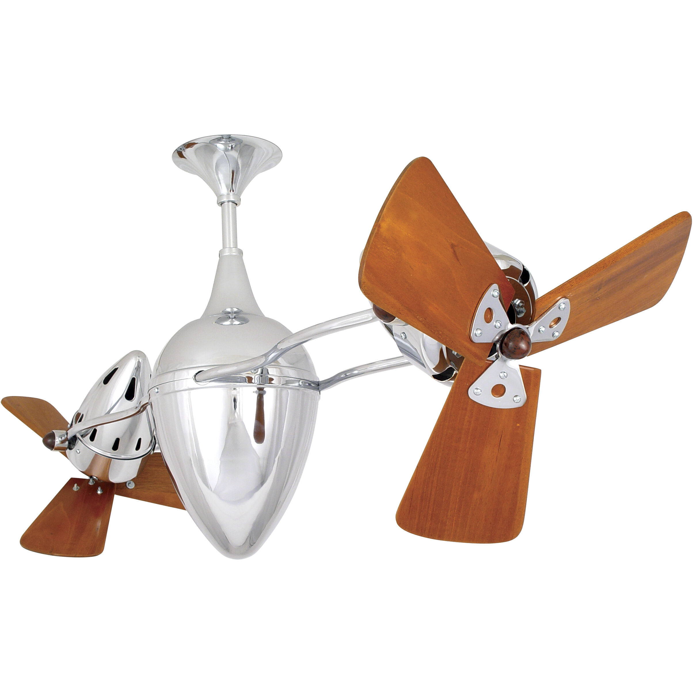 Matthews-Gerbar Ar Ruthiane 16 inch Polished Chrome with Solid Mahogany Wood Blades Rotational Ceiling Fan, Matthews-Gerbar