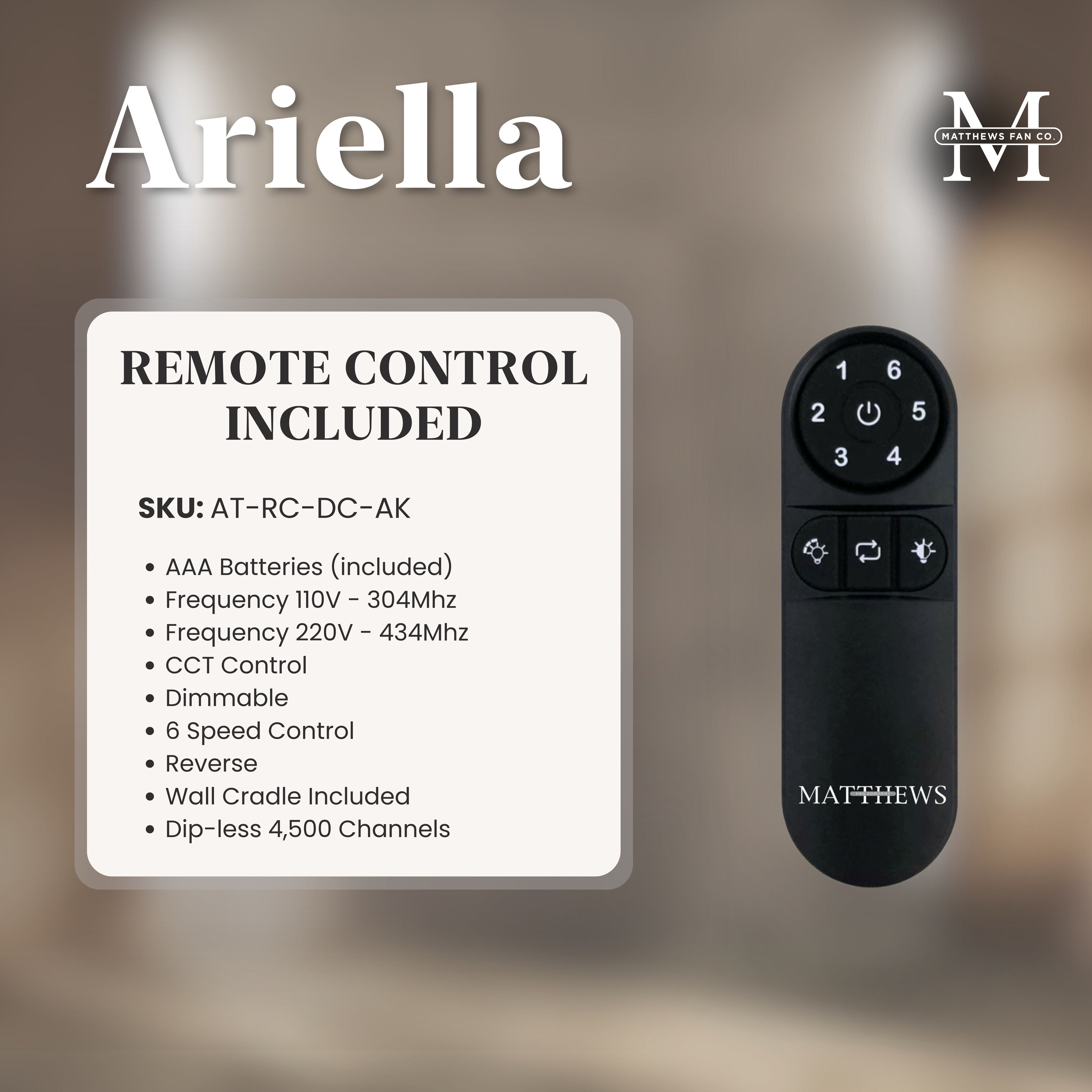 Atlas Ariella 64 inch Matte Black with Light Maple Tone Blades Ceiling Fan