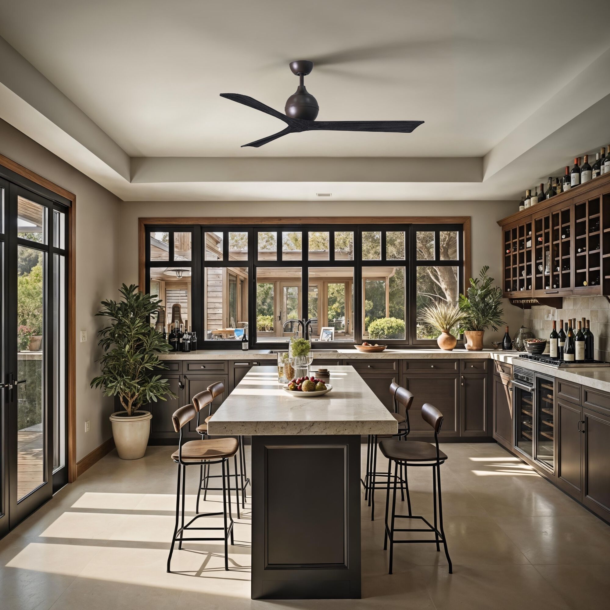 Atlas Irene-3 60 inch Textured Bronze with Matte Black Blades Paddle Fan, Atlas