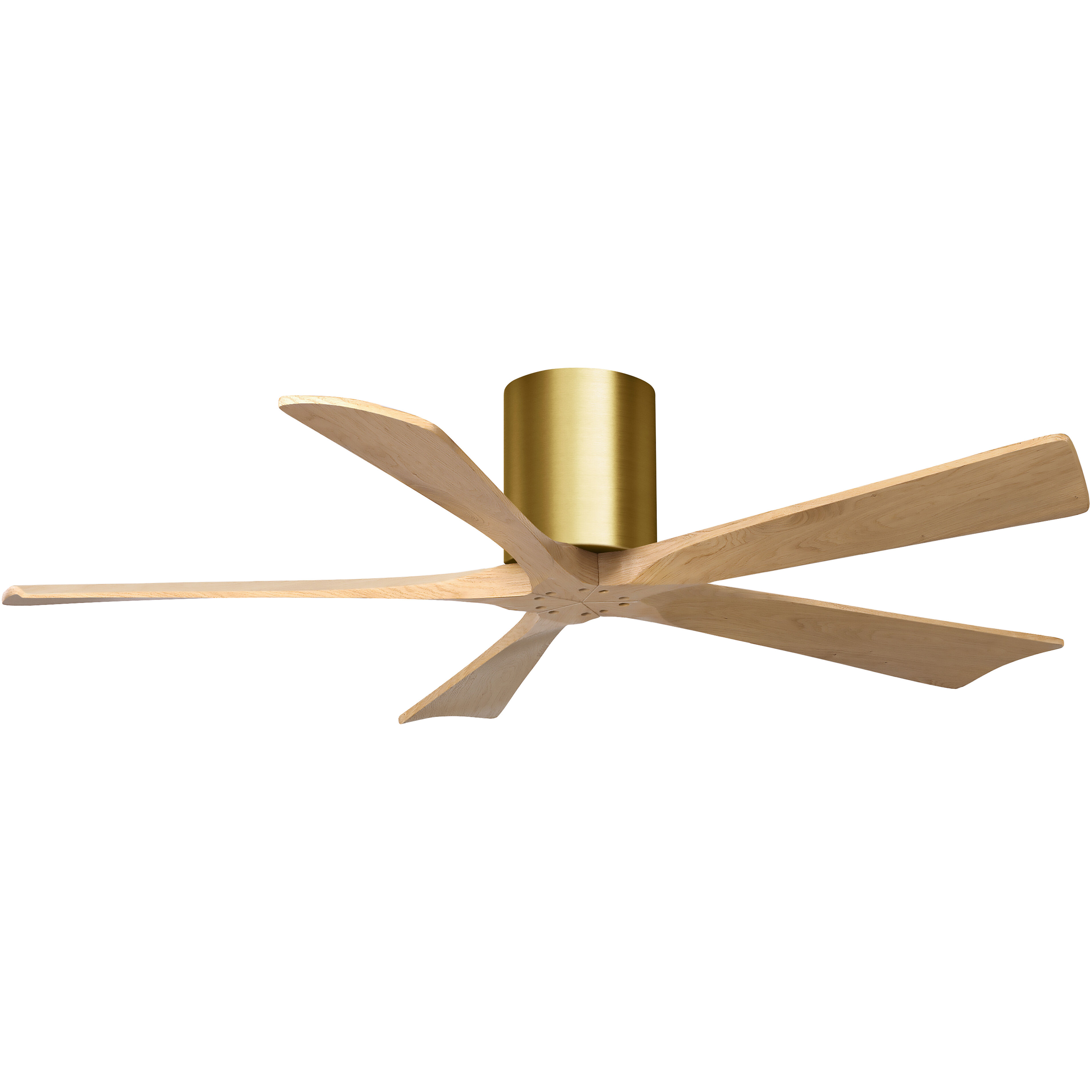 Atlas Irene-5H 52 inch Brushed Brass with Light Maple Tone Blades Flush Mount Paddle Fan