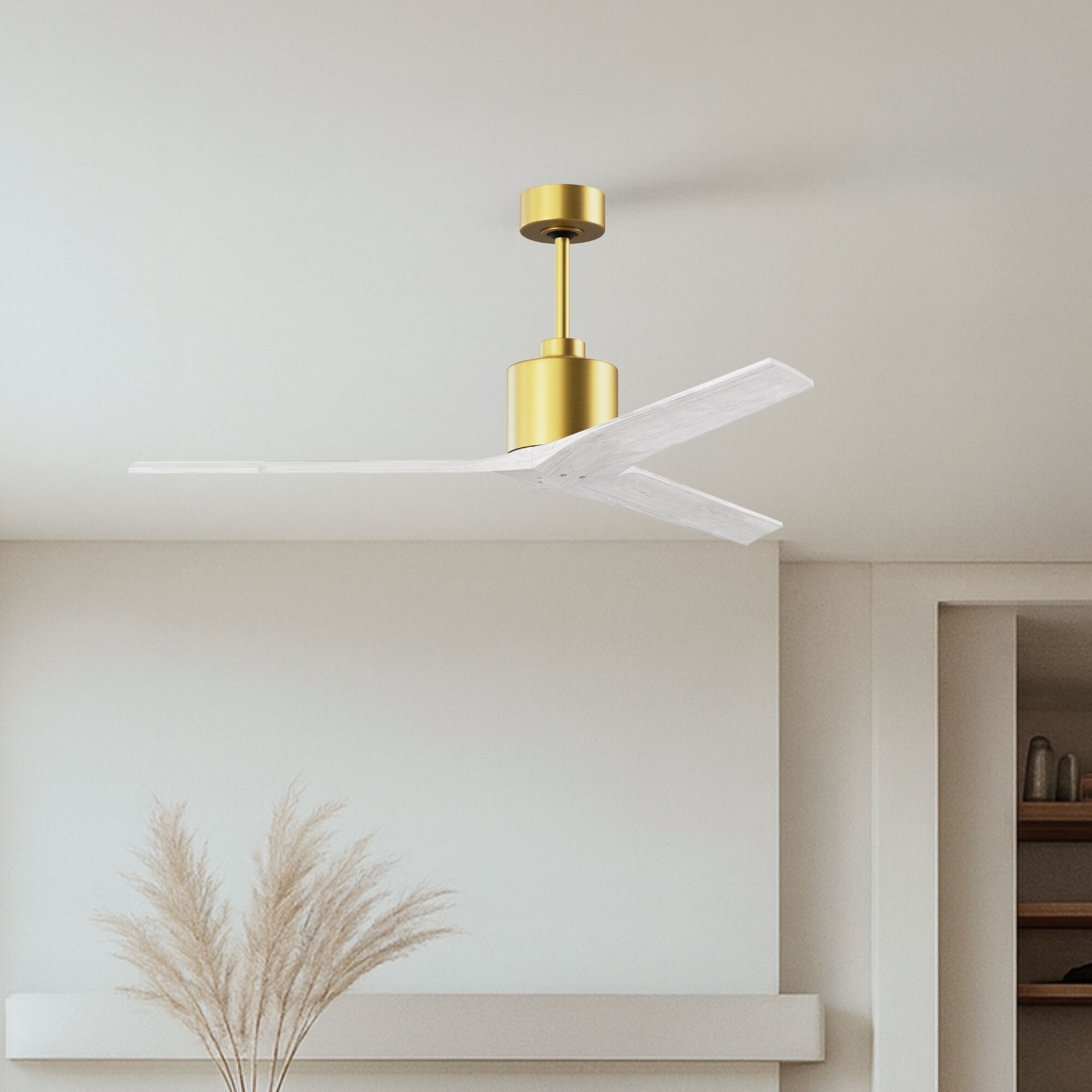 Atlas Mollywood 60 inch Brushed Brass with Matte White Blades Ceiling Fan