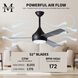 Atlas Donaire 52 inch Matte Black with Silver Blades Indoor/Outdoor Ceiling Fan, 316 Marine Grade Stainless Steel