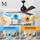 Atlas Irene-3 52 inch Matte Black with Walnut Tone Blades Ceiling Fan, Paddle Fan