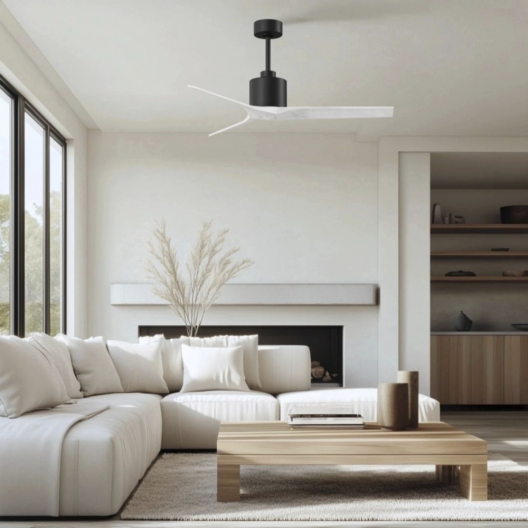 Atlas Mollywood 52 inch Matte Black with Matte White Blades Ceiling Fan, Atlas