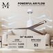 Atlas Eliza 56 inch Gloss White with Walnut Tone Blades Ceiling Fan, Paddle Fan